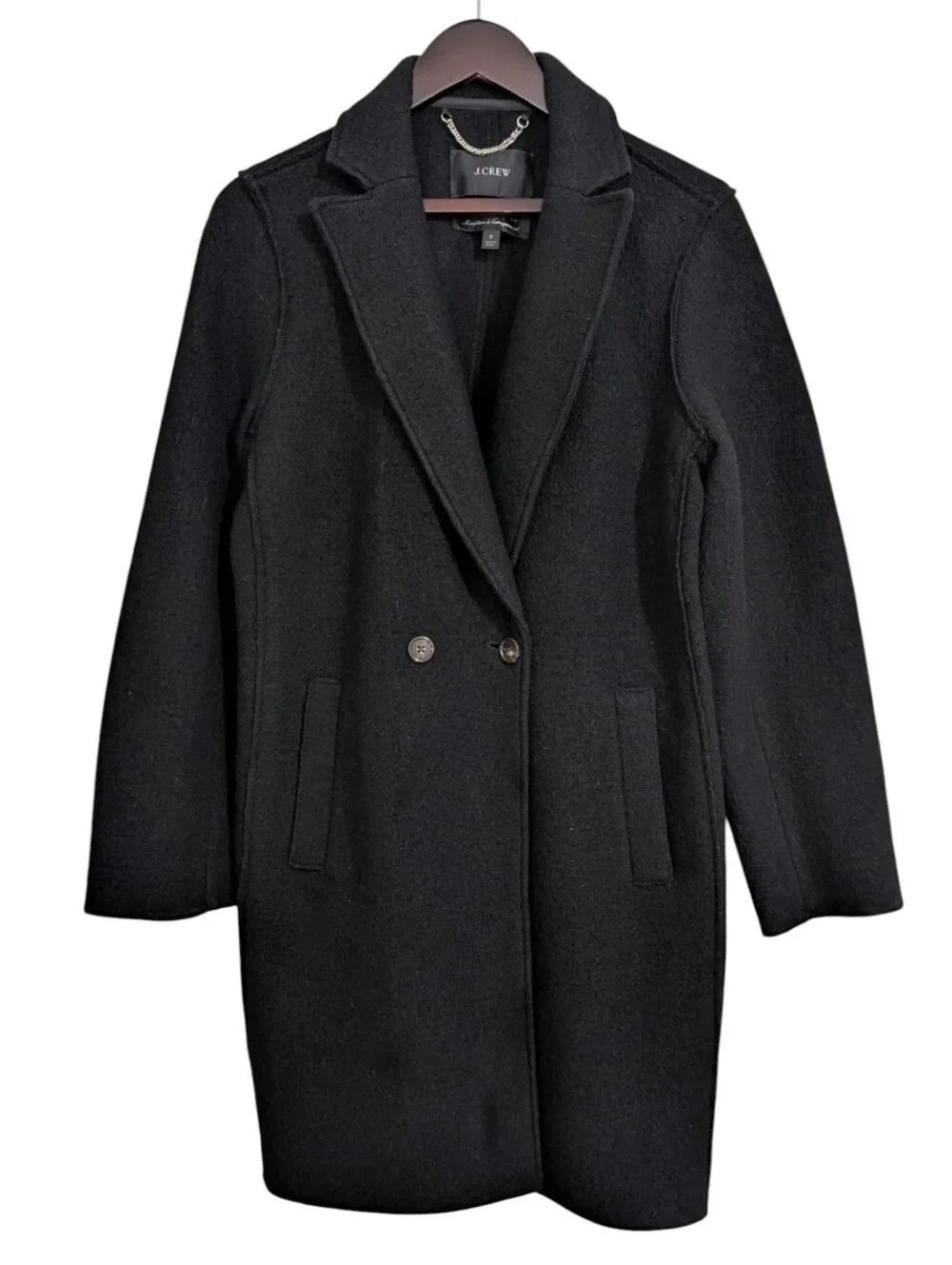 J. Crew Daphne Topcoat in Italian Boiled Wool - Black Size 8 J4864